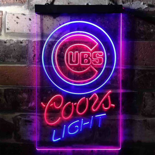 Chicago Cubs Coors Light Dual LED Neon Light Sign